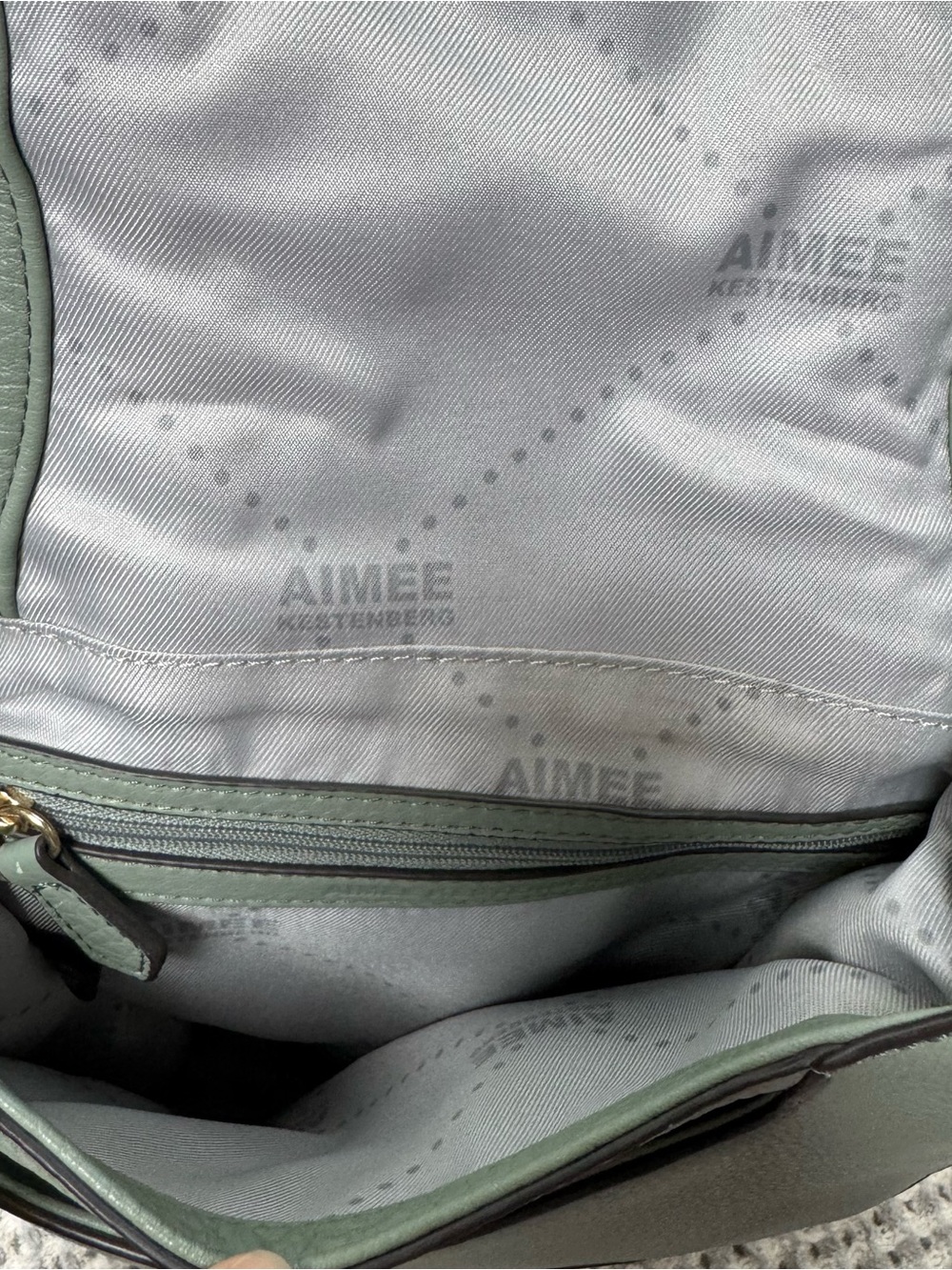 Women's Leather Crossbody Bag in Sage Green - Picture 7 of 9